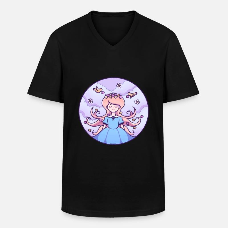 Frühling Mädchen Vögel - Männer-T-Shirt mit V-Ausschnitt - Schwarz