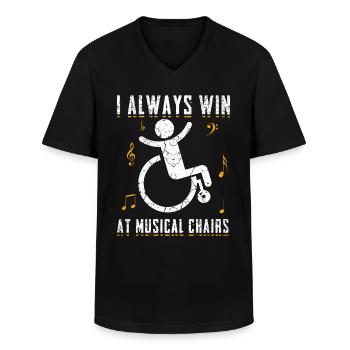 Humour en fauteuil roulant Handicap Handicap Gift - T-shirt col V Homme - noir - Devant - AI Model Male 178 dark (178cm)