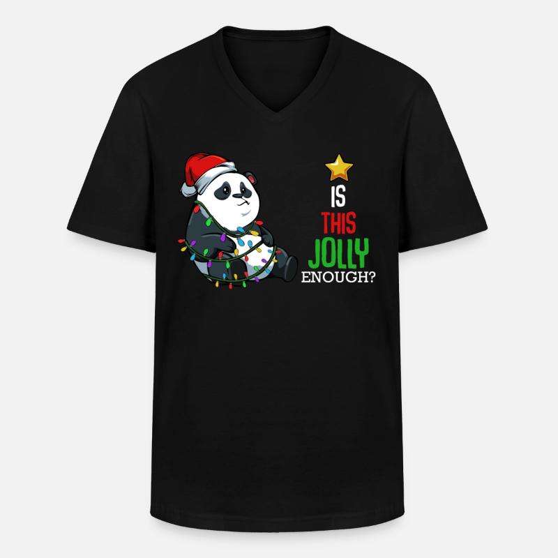 Panda - Männer-T-Shirt mit V-Ausschnitt - Schwarz