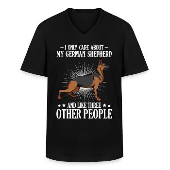 German shepherd - Men's V-Neck T-Shirt - black - Front - AI Model Male 178 dark (178cm)