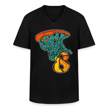 Basketball Kinder 8 Geburtstag 8 Jahre Sport - Männer-T-Shirt mit V-Ausschnitt - Schwarz - Vorne - AI Model Male 178 dark (178cm)