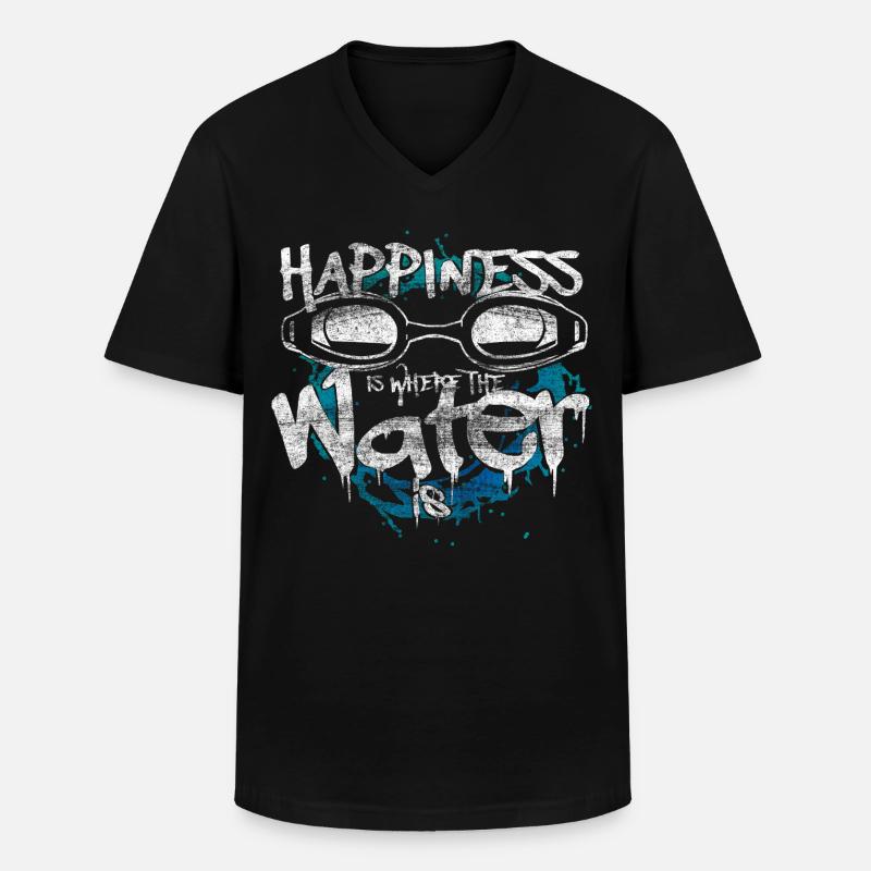 Schwimmen Spaß Geschenk - Männer-T-Shirt mit V-Ausschnitt - Schwarz