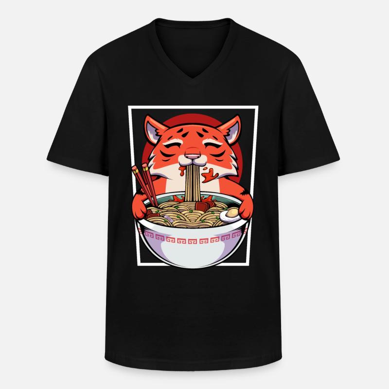 Tiger - Männer-T-Shirt mit V-Ausschnitt - Schwarz