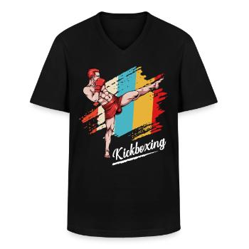 Kickboxing - Men's V-Neck T-Shirt - black - Front - AI Model Male 178 dark (178cm)