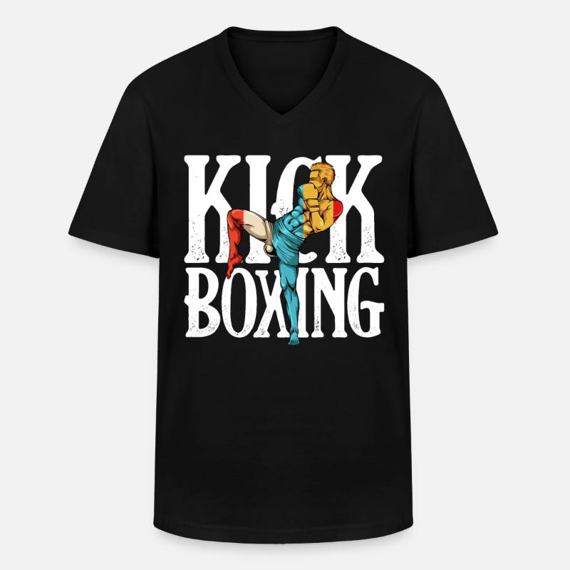 Kickboxing - Männer-T-Shirt mit V-Ausschnitt - Schwarz
