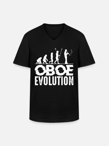 Oboe evolution oboist silhouette oboist gift - Men's V-Neck T-Shirt - black