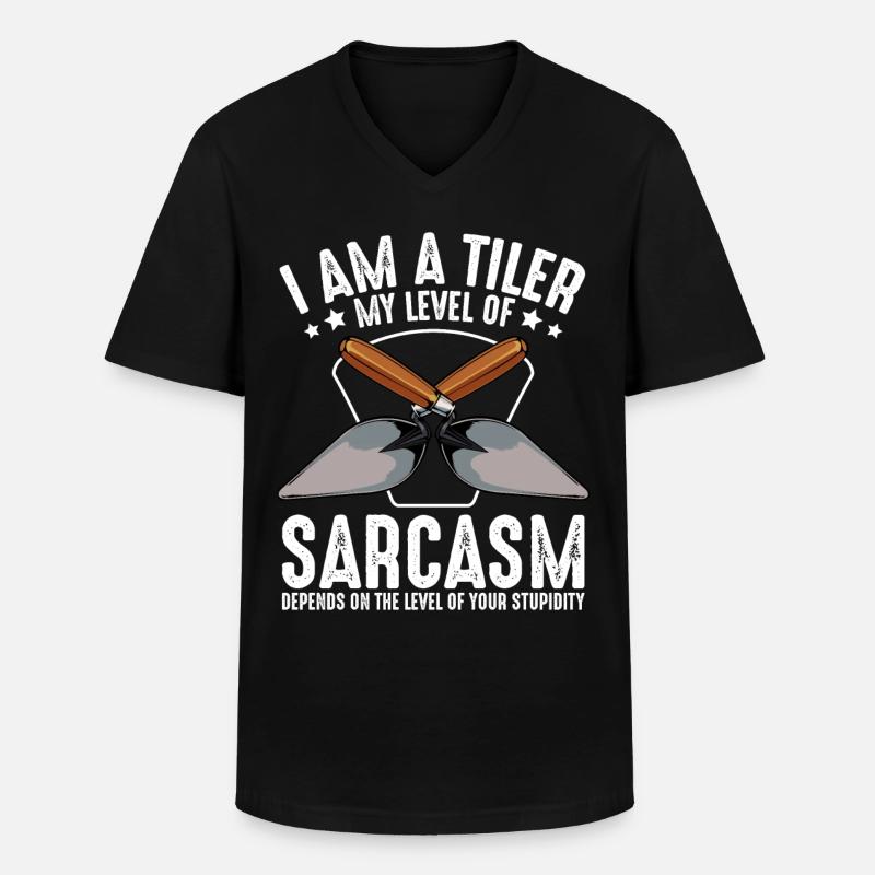 Fliesenleger - Männer-T-Shirt mit V-Ausschnitt - Schwarz
