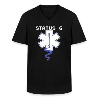 Status 6,Rescue Service,RTW NEF Emergency Medical Shirt - Men's V-Neck T-Shirt - black - Front - AI Model Male 178 dark (178cm)