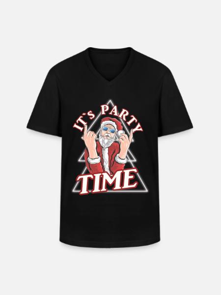 Weihnachtsmann Party - Männer-T-Shirt mit V-Ausschnitt - Schwarz