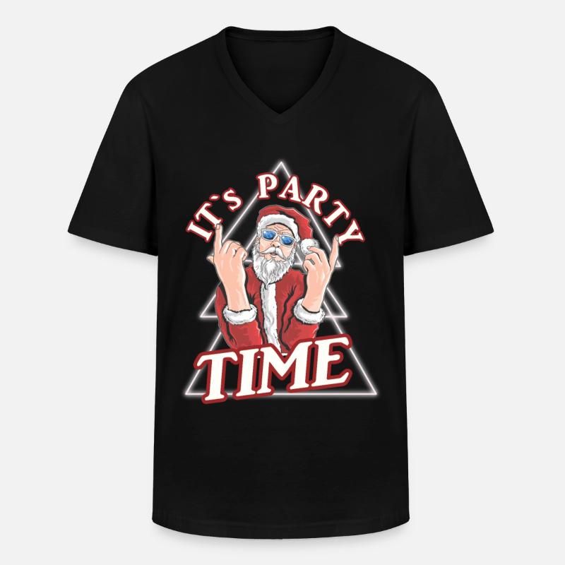 Weihnachtsmann Party - Männer-T-Shirt mit V-Ausschnitt - Schwarz