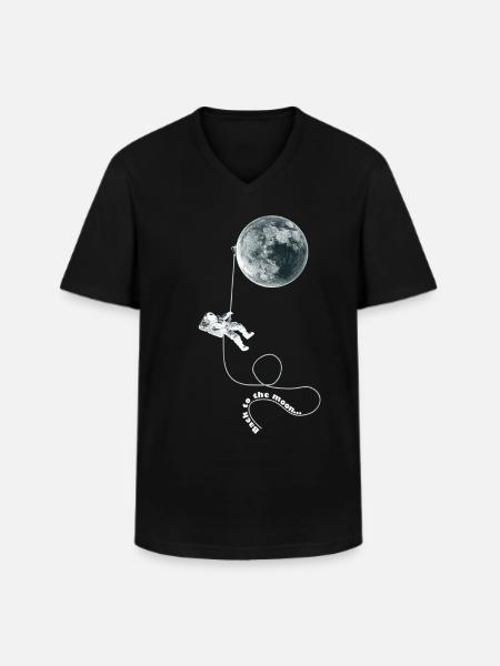 moon rope astronaut white - Men's V-Neck T-Shirt - black