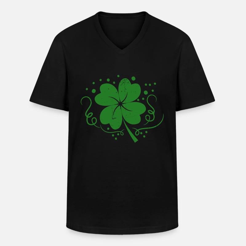 Kleeblatt - Männer-T-Shirt mit V-Ausschnitt - Schwarz