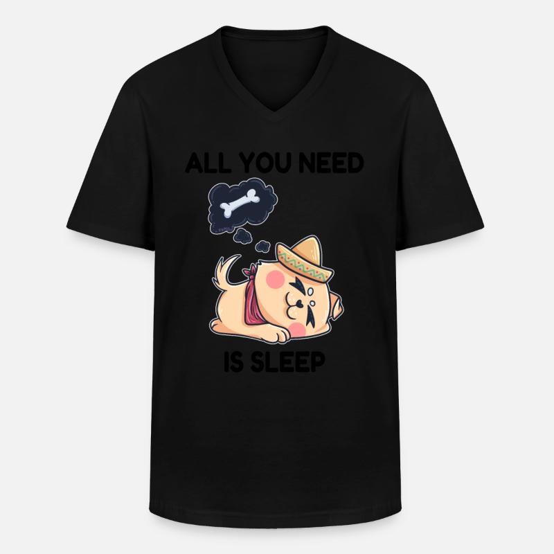 Hund Traum Knochen Schlaf - Männer-T-Shirt mit V-Ausschnitt - Schwarz