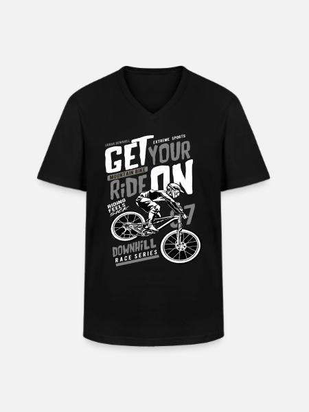 Downhill MTB mountain bike dirt bike enduro - Men's V-Neck T-Shirt - black
