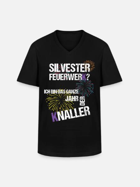 Silvester Neujahr - Männer-T-Shirt mit V-Ausschnitt - Schwarz