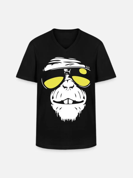 Cool Monkey - Singe cool - T-shirt col V Homme - noir
