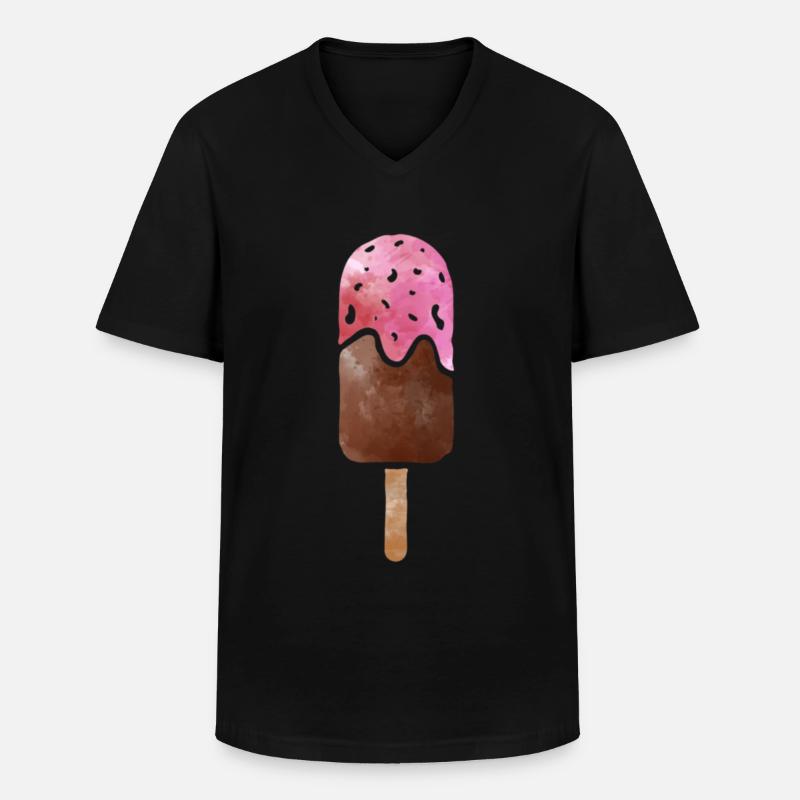 Eiscreme - Männer-T-Shirt mit V-Ausschnitt - Schwarz