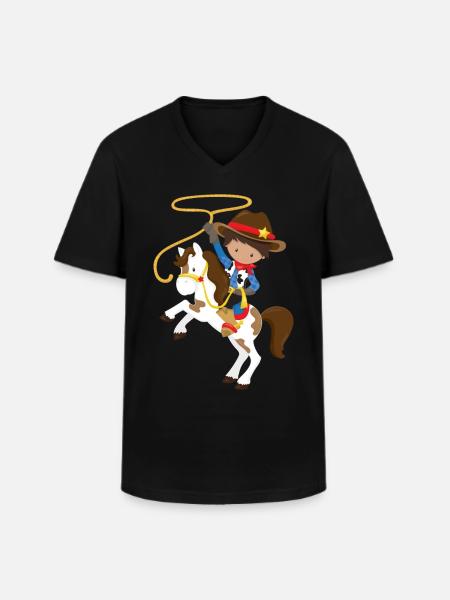 cowboy - Men's V-Neck T-Shirt - black