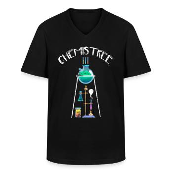 Chemist tree physicist chemistry laboratory assistant teacher - Men's V-Neck T-Shirt - black - Front - AI Model Male 178 dark (178cm)