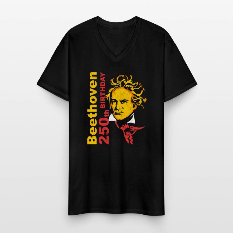Beethoven Maglietta da uomo classica con scollo a V