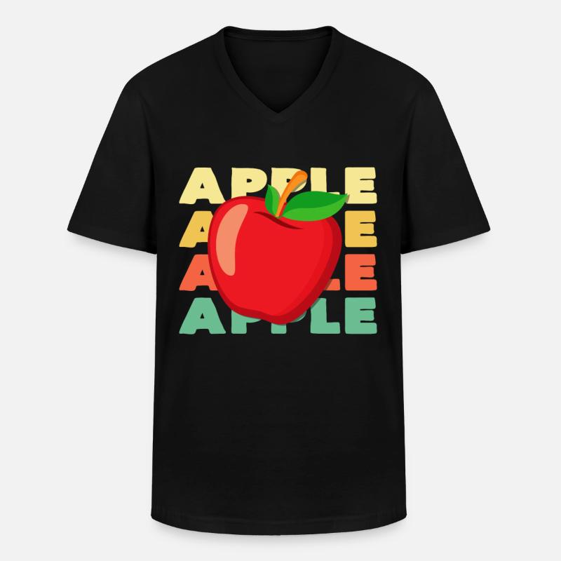Apfel - Männer-T-Shirt mit V-Ausschnitt - Schwarz