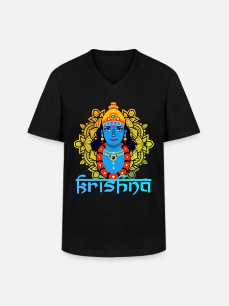 Krishna Mandala Hinduism Gift - Men's V-Neck T-Shirt - black
