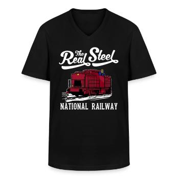 Eisenbahn,National Railway,Lokführer,Zug Shirt - Männer-T-Shirt mit V-Ausschnitt - Schwarz - Vorne - AI Model Male 178 dark (178cm)