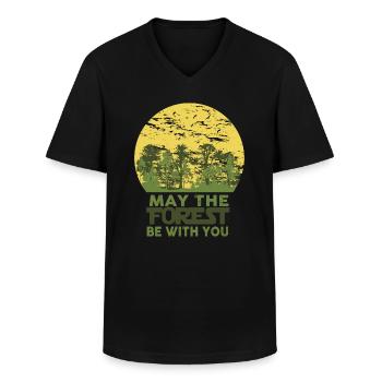 Forest - Men's V-Neck T-Shirt - black - Front - AI Model Male 178 dark (178cm)