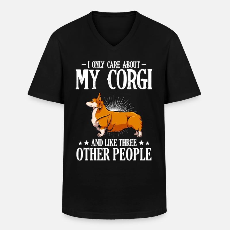 Welsh Corgi - Männer-T-Shirt mit V-Ausschnitt - Schwarz
