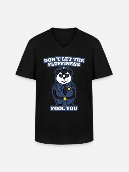 Panda bear police security gift - Men's V-Neck T-Shirt - black