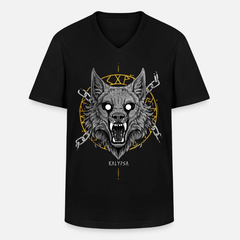 Fenrir - Männer-T-Shirt mit V-Ausschnitt - Schwarz