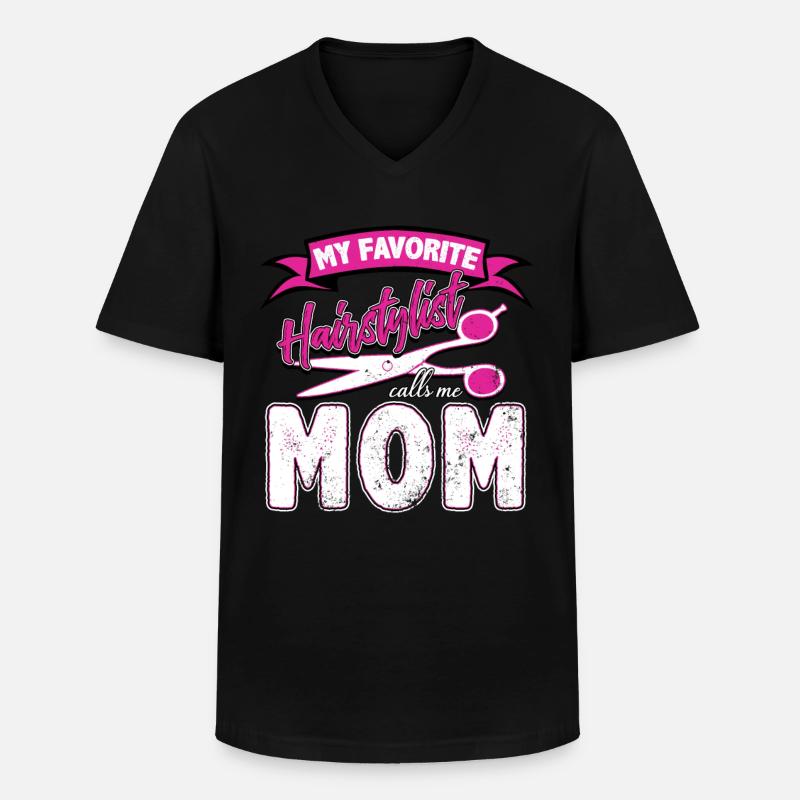 Friseur Mama - Männer-T-Shirt mit V-Ausschnitt - Schwarz