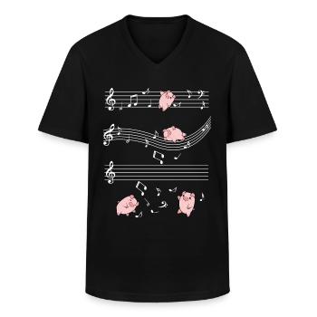 Porcs de musique Notes de musique Sweet Piglet Gift - T-shirt col V Homme - noir - Devant - AI Model Male 178 dark (178cm)