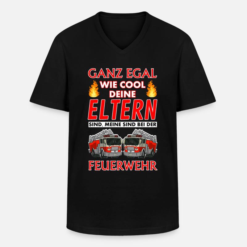 Feuerwehr Eltern Kind - Männer-T-Shirt mit V-Ausschnitt - Schwarz
