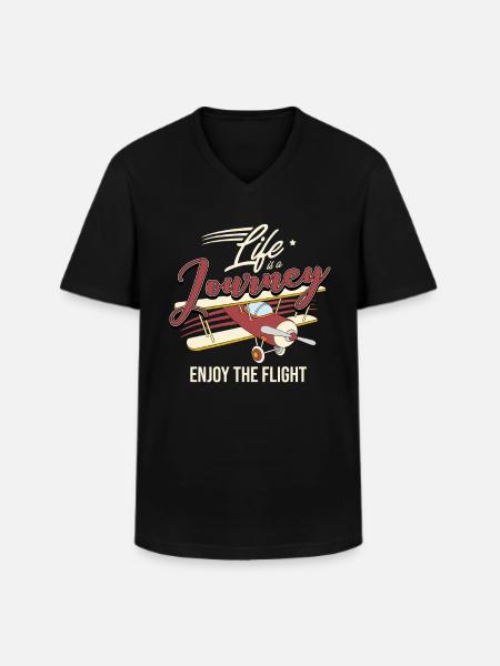 plane - Men's V-Neck T-Shirt - black
