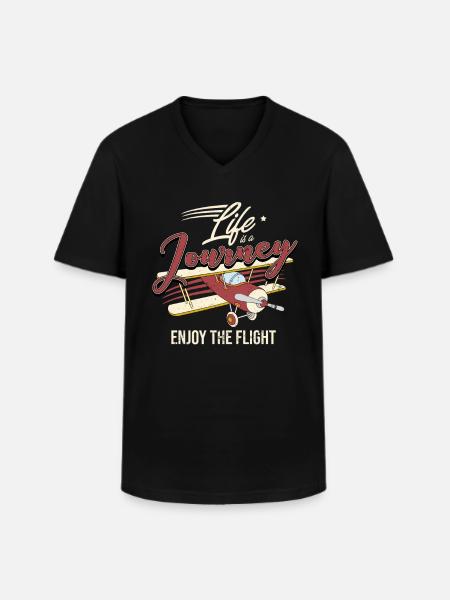 plane - Men's V-Neck T-Shirt - black