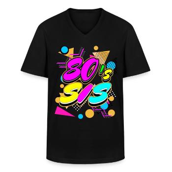 80's Sis 1980s Achtziger Party Kostüm - Männer-T-Shirt mit V-Ausschnitt - Schwarz - Vorne - AI Model Male 178 dark (178cm)