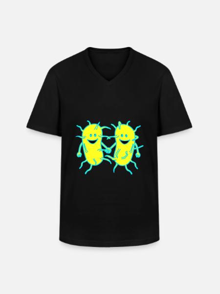 Bacteriën, ziektekiemen, virussen, ziekte, pest, griep - Klassiek mannen T-shirt met V-hals - zwart