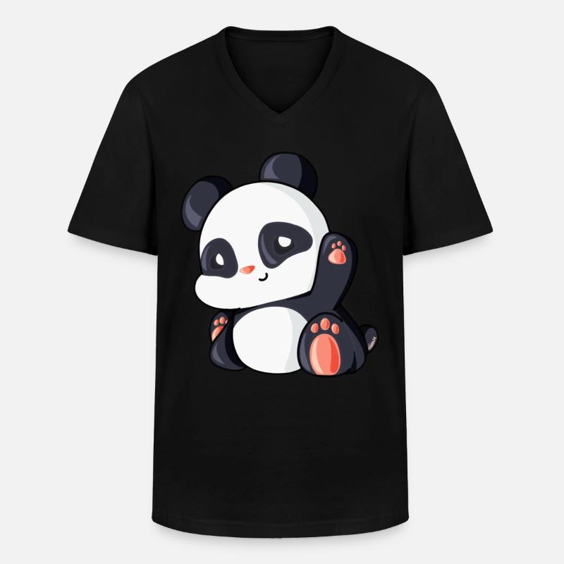 Süßer Panda Geschenk Idee Pandabär - Männer-T-Shirt mit V-Ausschnitt - Schwarz