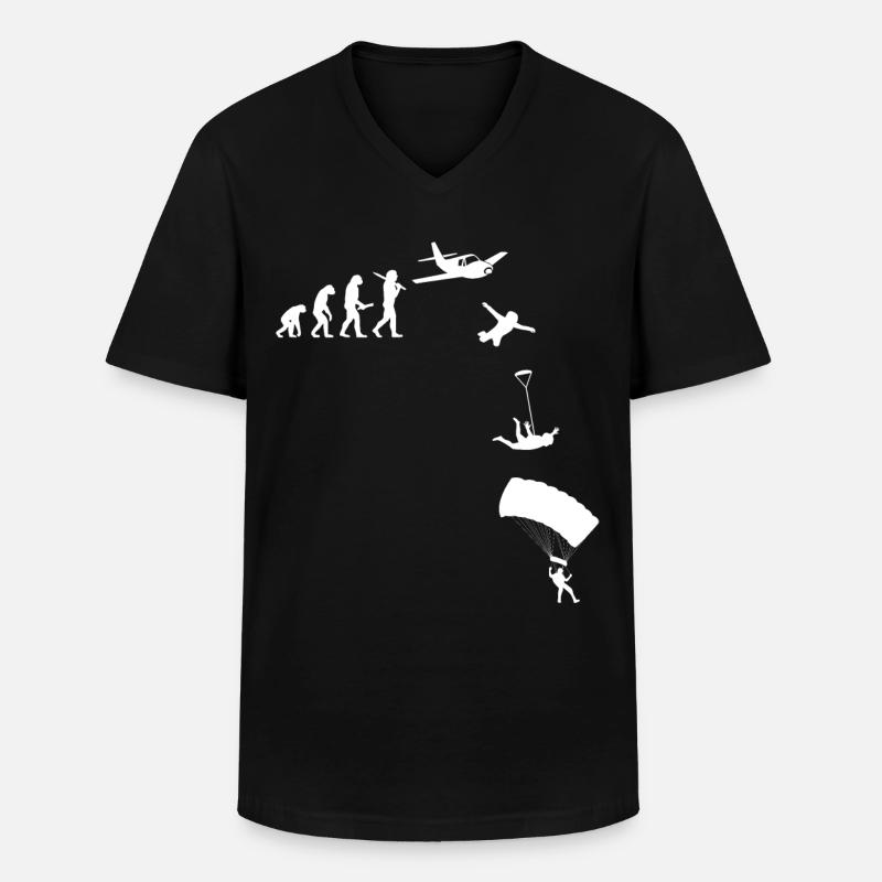 Skydiving, Skyive, Freefly, Fallschirm - Männer-T-Shirt mit V-Ausschnitt - Schwarz