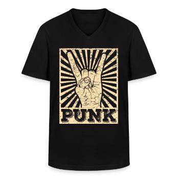 Punk music anarchy punk rock band concert gift - Men's V-Neck T-Shirt - black - Front - AI Model Male 178 dark (178cm)