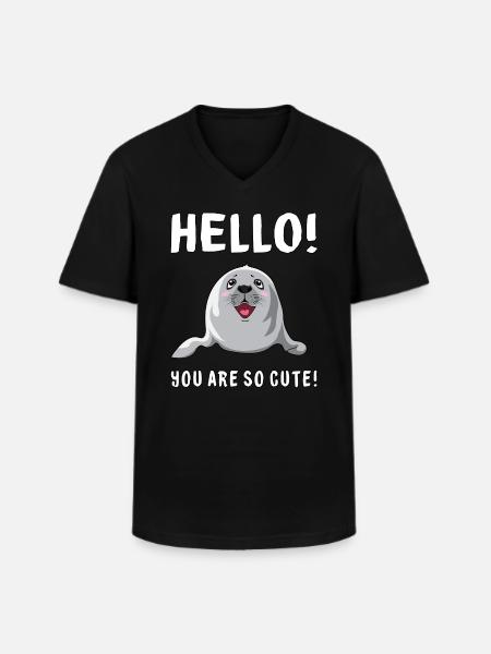 Seal dyr havløve gave idé sæl Sweet - Klassisk herre T-shirt med V-udskæring - sort