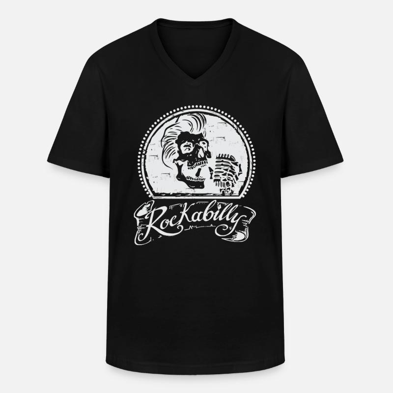 Rockabilly - Maglietta da uomo classica con scollo a V - nero