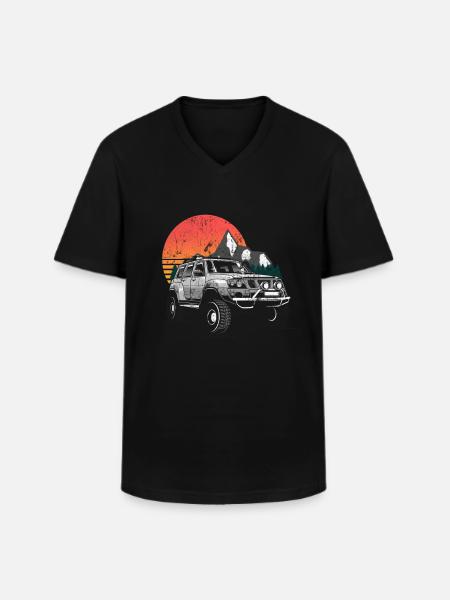 Véhicule d'aventure véhicule hors route Vintage - T-shirt col V Homme - noir