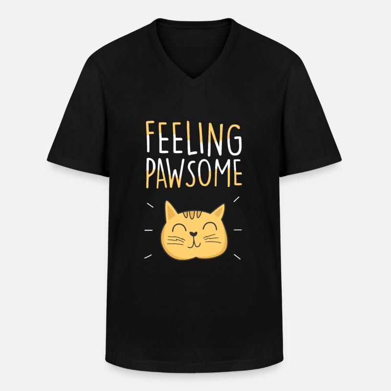 feeling pawsome - Männer-T-Shirt mit V-Ausschnitt - Schwarz