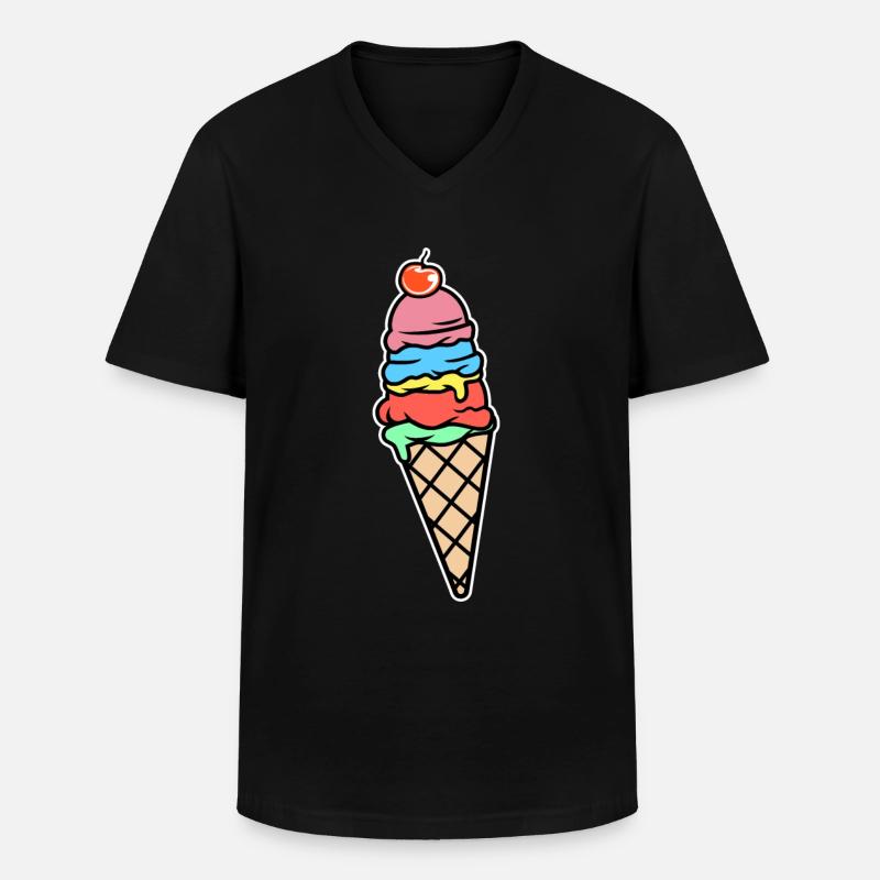 Eis Eiscreme - Männer-T-Shirt mit V-Ausschnitt - Schwarz