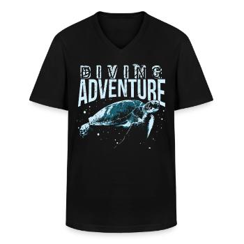 Tauchen,Taucher,Diving Wasser Schildkröte,Shirt - Männer-T-Shirt mit V-Ausschnitt - Schwarz - Vorne - AI Model Male 178 dark (178cm)