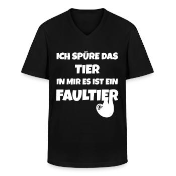 Ich spüre das Tier in mir es ist ein Faultier - Männer-T-Shirt mit V-Ausschnitt - Schwarz - Vorne - AI Model Male 178 dark (178cm)