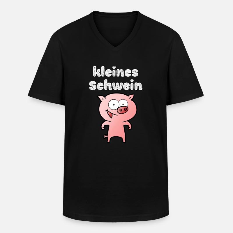 KLEINES SCHWEIN - Männer-T-Shirt mit V-Ausschnitt - Schwarz