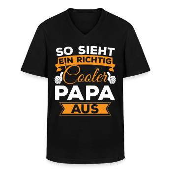 Cooler Papa Shirt - Geschenk für den coolsten Papa - Männer-T-Shirt mit V-Ausschnitt - Schwarz - Vorne - AI Model Male 178 dark (178cm)